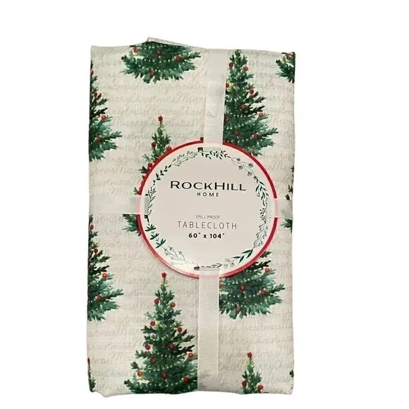 ROCKHILL HOME
SPILL PROOF TABLECLOTH
60" × 104" Christmas Trees Pattern - Picture 1 of 7